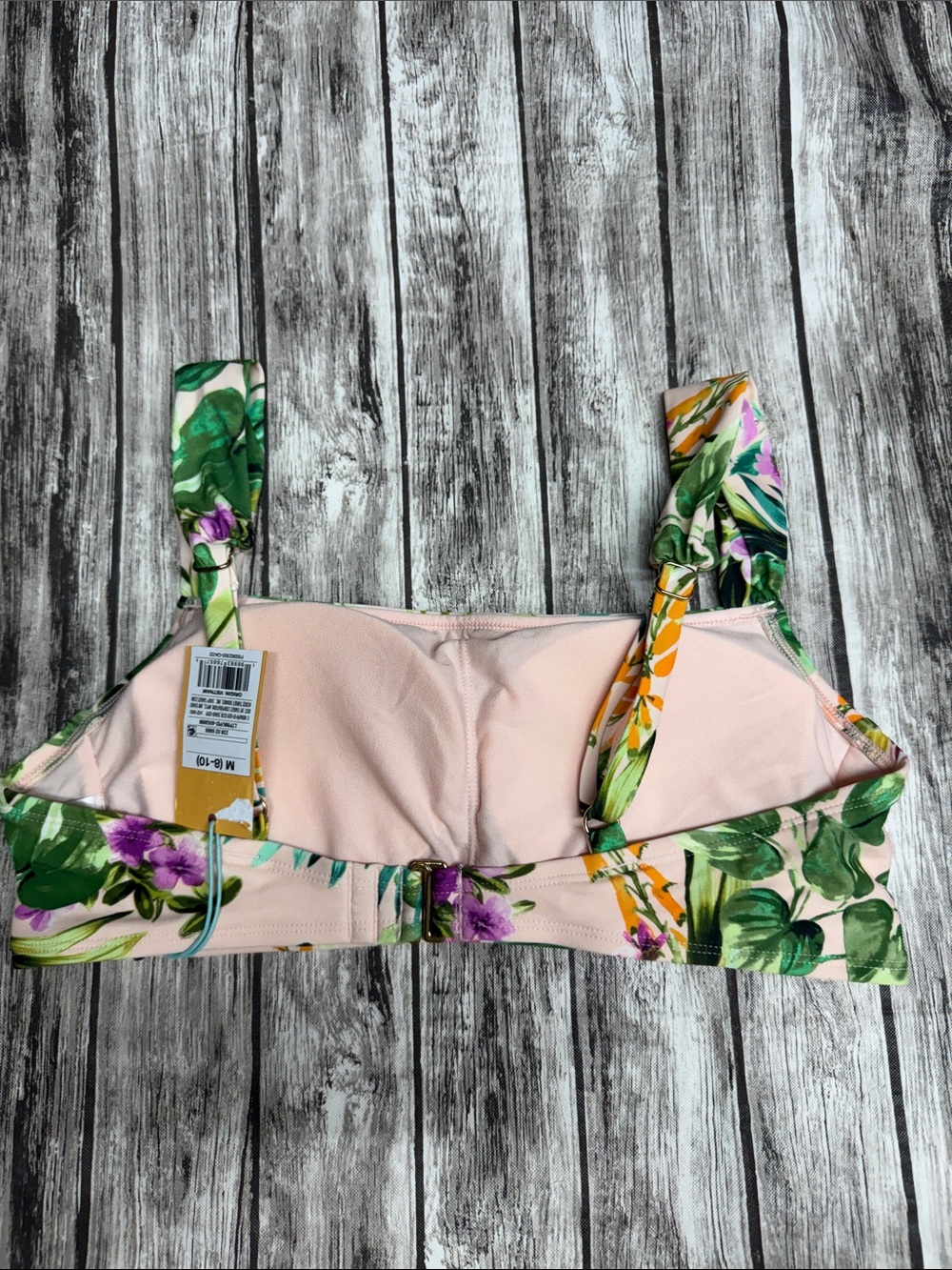 Kona Sol Pink Tropical Floral Bikini Top - Picture 3 of 5